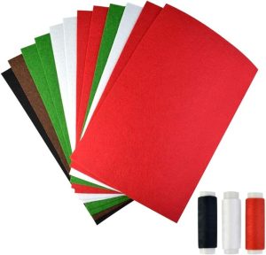 red, white, green, brown felt